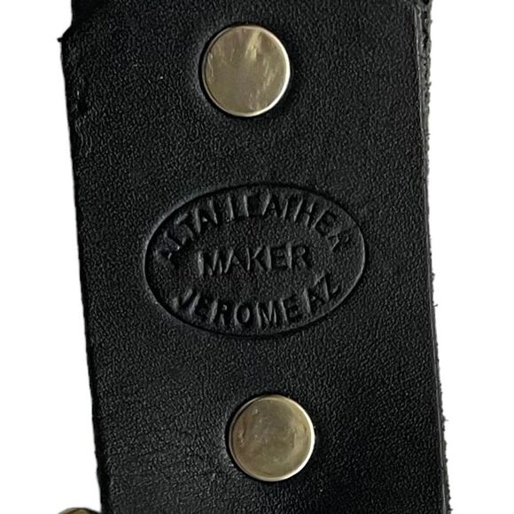 ALTAI Leather Maker Jerome AZ Black Leather Belt Silver Buckle Blue Stones 34 main image 4